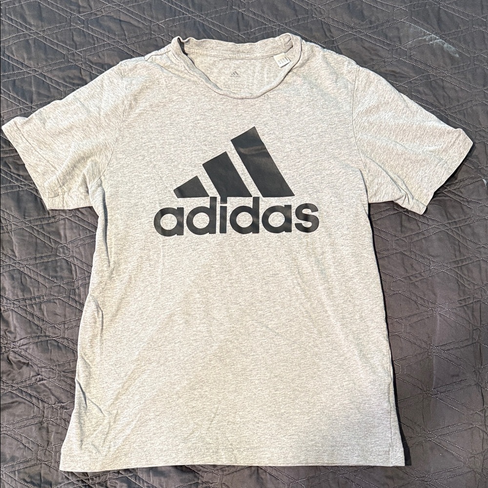 Adidas Men's Light Gray Tee with Black Logo